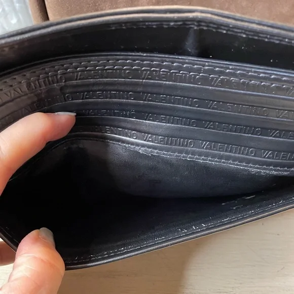 Mario Valentino Black and Gold Clutch with Elegant Wristlet